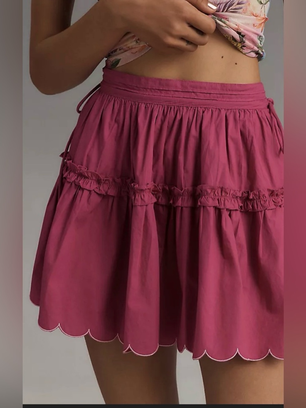 Maeve Tiered Scallop Mini Skirt NWT!